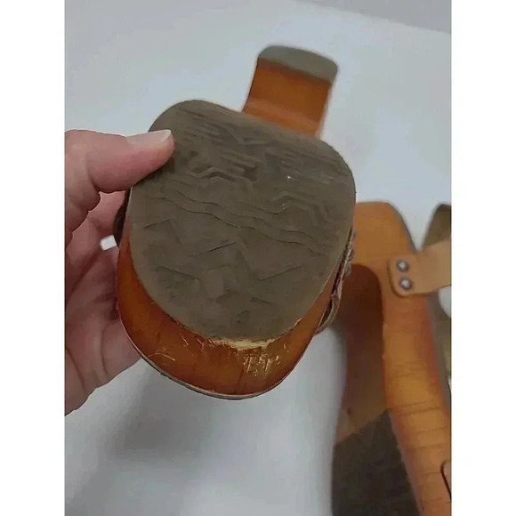 Lucky Brand Chunky Heeled Open Toed Sandals Women's Size 9.5 "Wood" Bottom Y2K - Picture 11 of 11